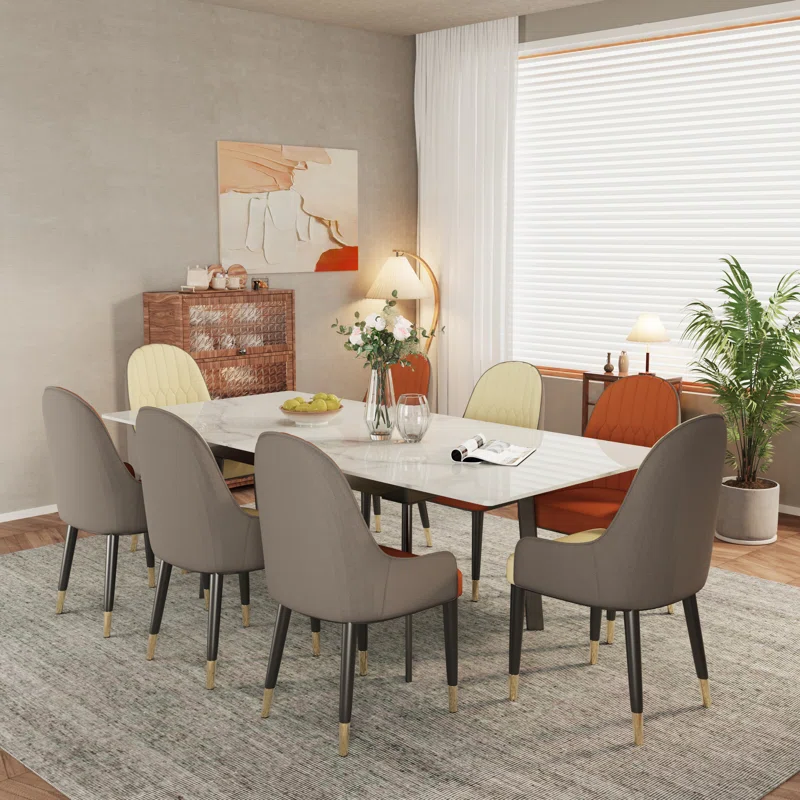 Extendable Sintered Stone Dining Table with Steel Frame – Seats up to 10