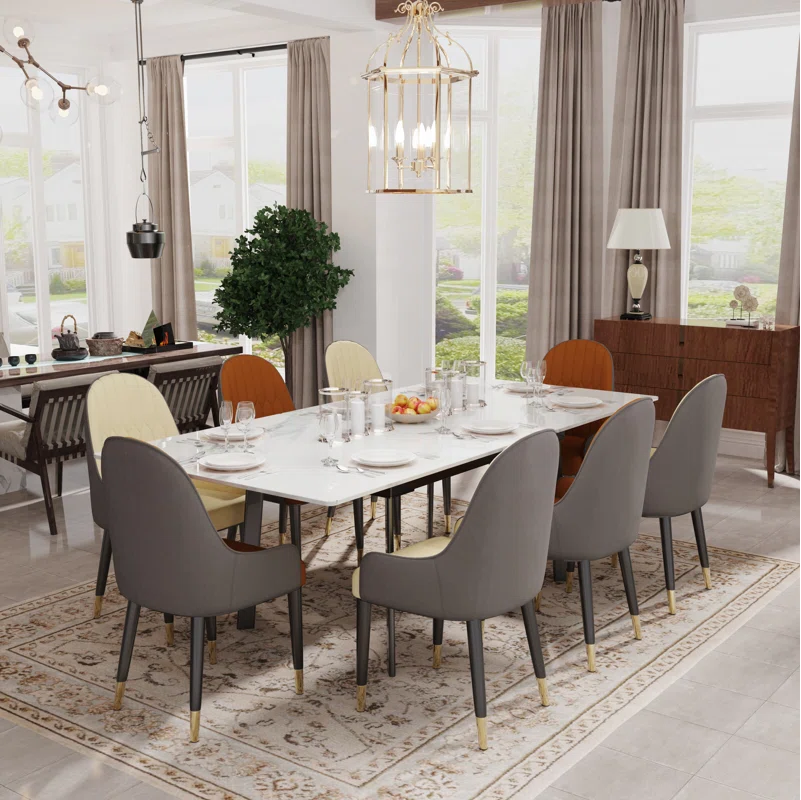 Extendable Sintered Stone Dining Table with Steel Frame – Seats up to 10