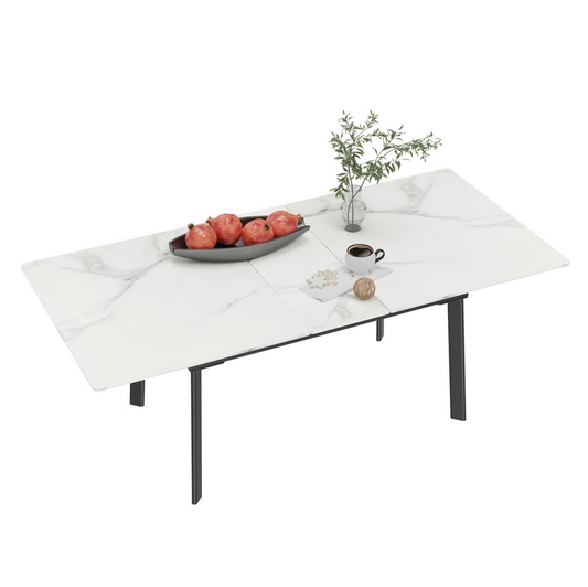 Extendable Sintered Stone Dining Table with Steel Frame – Seats up to 10