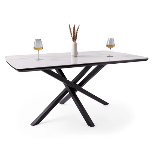Modern Marble Effect Dining Table - 6 Seater
